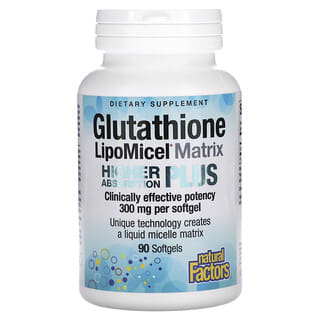 Natural Factors, Matriz de Glutationa e LipoMicel, 300 mg, 90 Cápsulas Softgel
