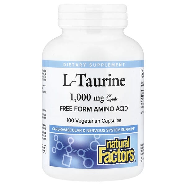 Natural Factors L-Taurine, 1,000 mg, 100 Vegetarian Capsules