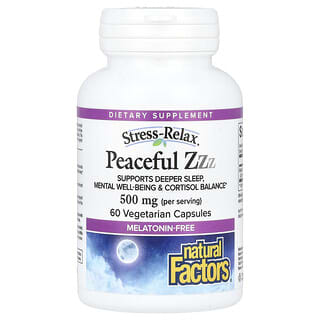 Natural Factors, Stress-Relax®, Peaceful ZZZ, 500 mg, 60 Vegetarian Capsules (250 mg per Capsule)