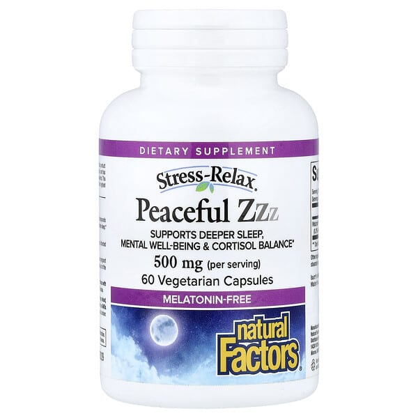 Natural Factors, Stress-Relax®, Peaceful ZZZ, 60 Vegetarian Capsules (250 mg per Capsule) — product photo 1