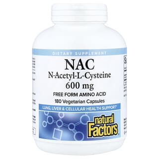 Natural Factors, NAC, 600 mg, 180 vegetariánských kapslí