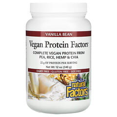 Natural Factors‏, Vegan Protein Factors, פולי וניל, 340 גרם (12 אונקיות)