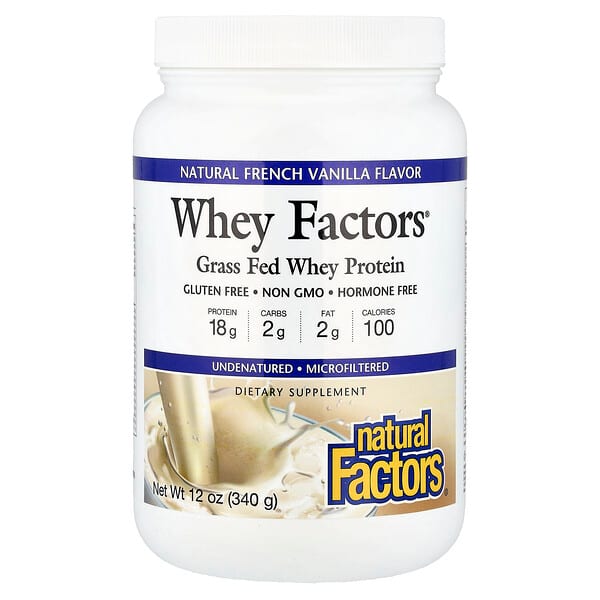 Natural Factors, Whey Factors, Grass Fed Whey Protein, Natural French Vanilla, 12 oz (340 g) — product photo 1