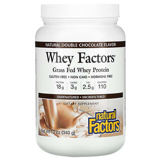 Natural Factors, 乳清因子，100%天然乳清蛋白，天然双重巧克力味，12 盎司（340 克）