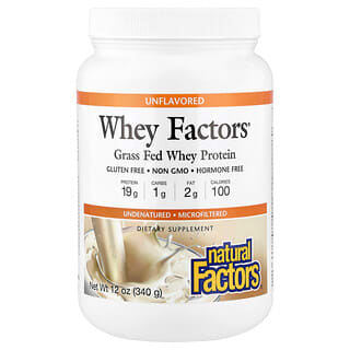 Natural Factors, Whey Factors, Grass Fed Whey Protein, Unflavoured, 12 oz (340 g)