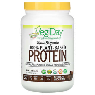 Natural Factors, Raw Organic 100% Plant-Based Protein, Decadent Chocolate, 1.2 lb (550 g)