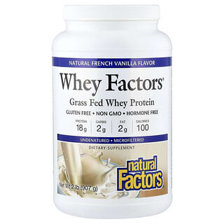 Natural Factors, Whey Factors, Grass Fed Whey Protein, Natural French Vanilla, 2 lb (907 g)
