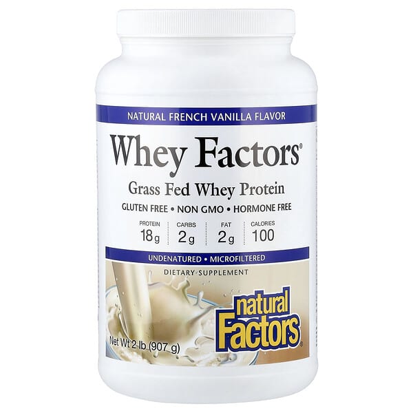 Natural Factors, Whey Factors®, Grass Fed Whey Protein, Natural French Vanilla, 2 lb (907 g) — product photo 1