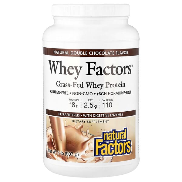 Natural Factors, Whey Factors®, Grass-Fed Whey Protein, Natural Double Chocolate, 2 lb (907 g) — product photo 1