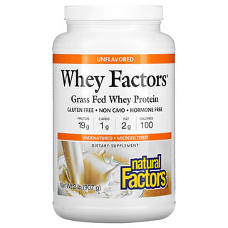 Natural Factors, واي فاكتورز، واي بروتين من مصادر معتمدة على تغذية الأعشاب، بدون نكهات، رطلان (907 جم)