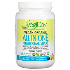 Natural Factors, VegiDay, Batido nutricional orgánico todo en uno vegano, Vainilla francesa, 430 g (15,2 oz) (Producto descontinuado) 