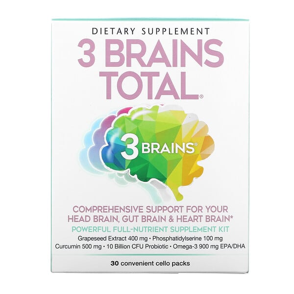 Natural Factors, 3 Brains Total（スリーブレーンズトータル）、便利な1日分パック30袋