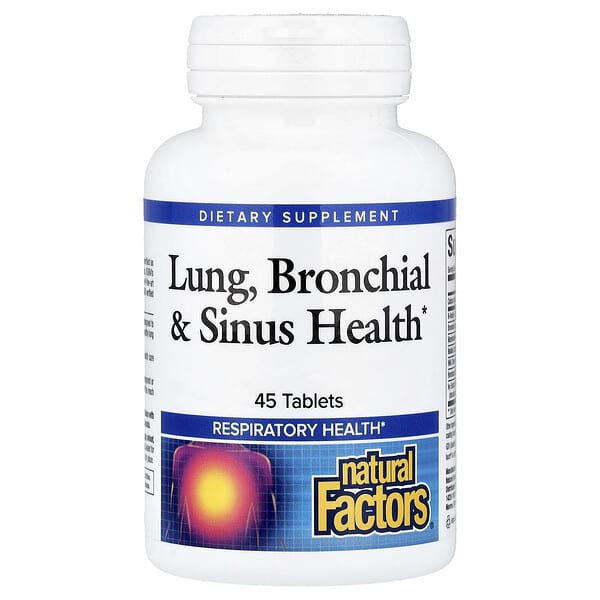 Natural Factors, Здоровье дыхательных путей (Lung, Bronchial &amp; Sinus Health), 45 таблеток