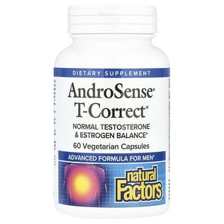 Natural Factors, AndroSense T-Correct, баланс тестостерона и эстрогена, 60 вегетарианских капсул