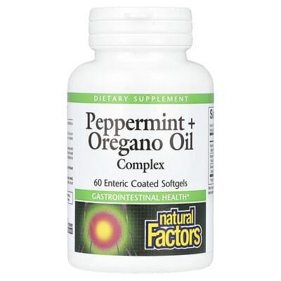 Natural Factors, Peppermint + Oregano Oil Complex, 60 Enteric Coated Softgels