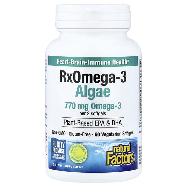 Natural Factors, RxOmega3 Algae, 60 Vegetarian Softgels — product photo 1