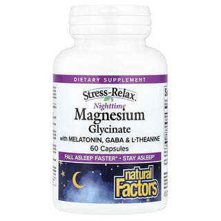 Natural Factors, Stess-Relax®, Nighttime Magnesium Glycinate With Melatonin, GABA & L-Theanine, 60 Capsules