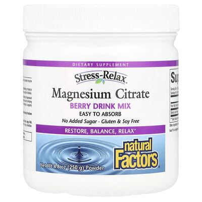 Natural Factors, Stress-Relax, Magnesium Citrate Powder, Berry Mix, 8.8 oz (250 g)