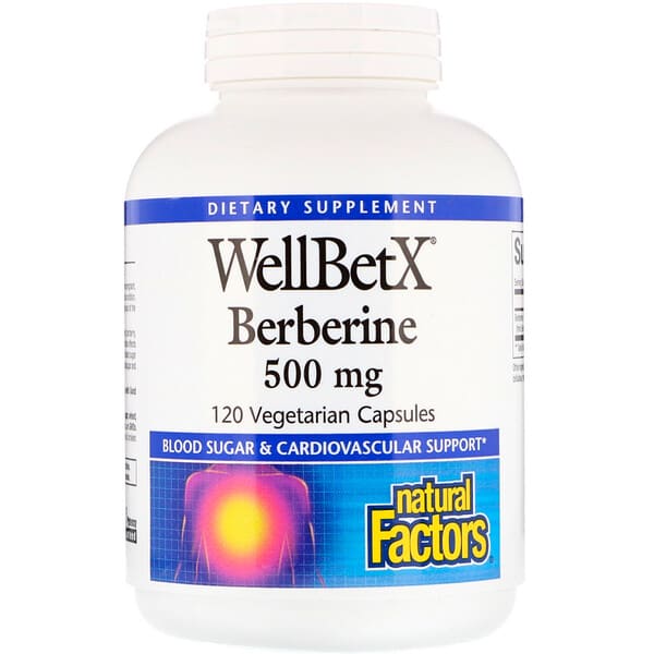 Natural Factors, WellBetX、ベルベリン、500 mg、120ベジタリアンカプセル