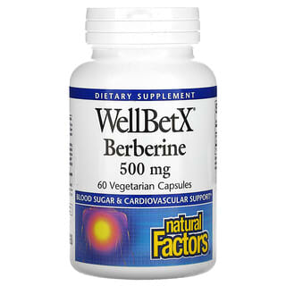 Natural Factors, WellBetX Berberine, 500 mg, 60 Cápsulas Vegetais