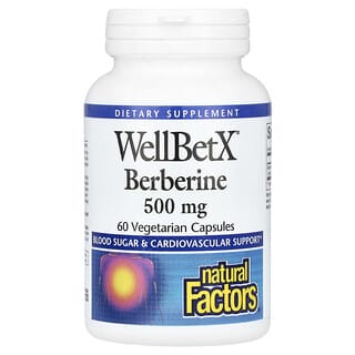 Natural Factors, WellBetX, берберин, 500 мг, 60 вегетарианских капсул