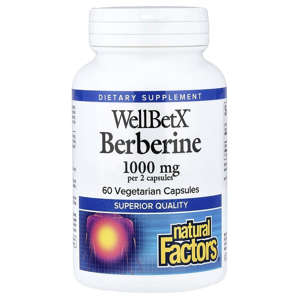 فوائد عشبة البربرين مع أفضل سعر على موقع اي هيرب 2 Natural Factors, WellBetX® Berberine, 500 mg , 60 Vegetarian Capsules