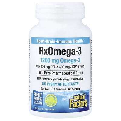 Natural Factors, RxOmega-3, 60  Softgels (630 mg per Softgel)