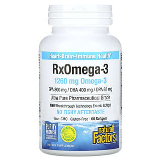 Natural Factors, RxOmega-3, 630 mg, 60  Softgels