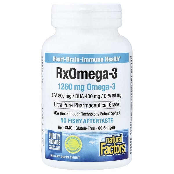 Natural Factors, Rx오메가-3, 소프트젤 60정(소프트젤 1정당 630mg)