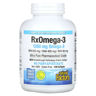 Natural Factors, Rx Omega-3 Factors, 630 mg, 120 Softgels