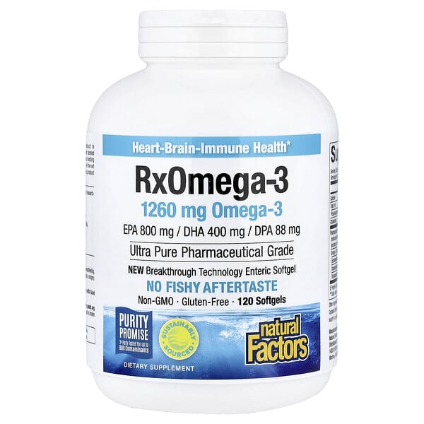 Natural Factors Rx Omega-3, 120 Softgels (630 mg per Softgel)