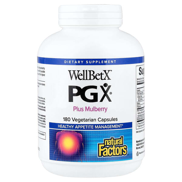 Natural Factors, WellBetX® PGX®, plus Mulberry, 180 Vegetarian Capsules — product photo 1