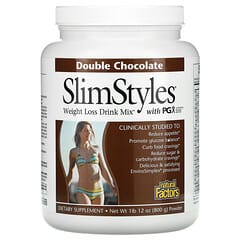 Natural Factors, SlimStyles, Diät Drink Mix, mit PGX, Doppelte Schokolade, 1 lb 12 oz (800 g) Pulver