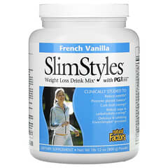 Natural Factors, SlimStyles, Weight Loss Drink Mix Powder with PGX, French Vanilla, 1 lb 12 oz (800 g) (Discontinued Item) 