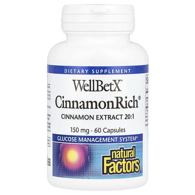Natural Factors, WellBetX, Cinnamon, 150 mg, 60 Capsules