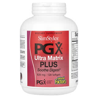 Natural Factors, SlimStyles, PGX Ultra Matrix Plus Soothe Digest, Suplemento alimentario para favorecer la digestión, 820 mg, 120 cápsulas blandas