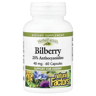 Natural Factors（ナチュラルファクターズ）, ビルベリー、40mg、60粒