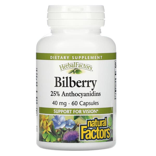 Natural Factors, Bilberry, 40 mg, 60 Capsules