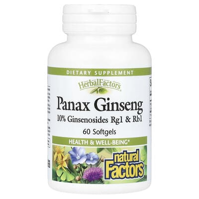 Natural Factors, HerbalFactors, Ginseng, 100 mg, 60 Softgels