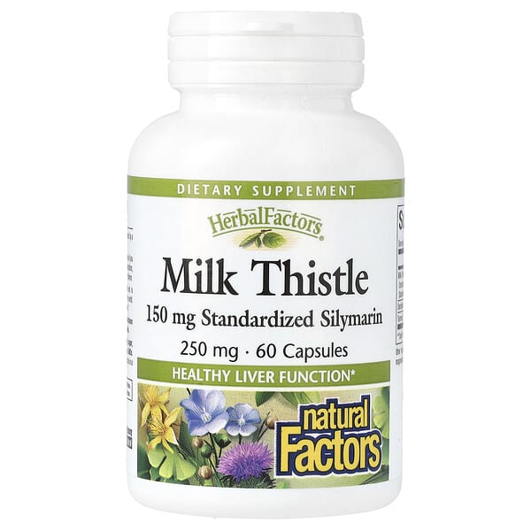 Natural Factors, Herbal Factors, Milk Thistle, 250 mg, 60 Capsules