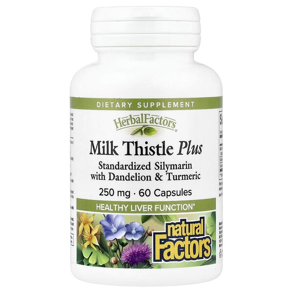 Natural Factors, Herbal Factors®, Milk Thistle Plus, 250 mg, 60 Capsules — product photo 1