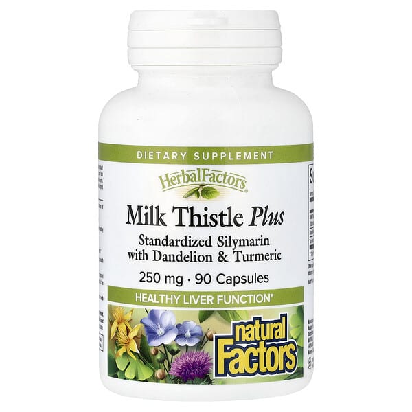 Natural Factors, Herbal Factors®, Milk Thistle Plus, 90 Capsules — product photo 1