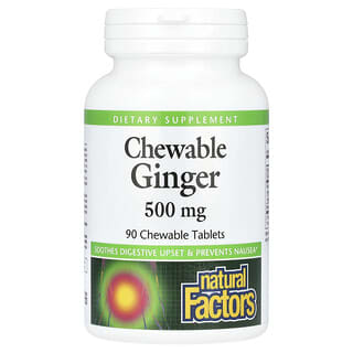 Natural Factors, Chewable Ginger, 500 mg, 90 Chewable Tablets