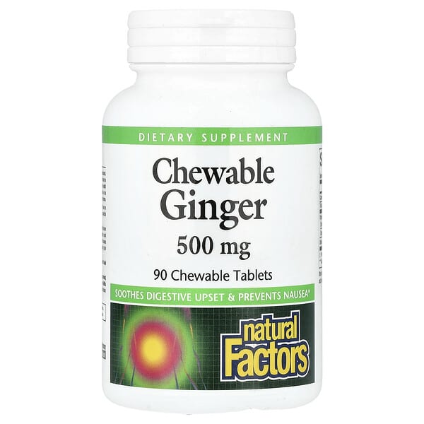 Natural Factors, Jengibre masticable, 500 mg, 90 comprimidos masticables