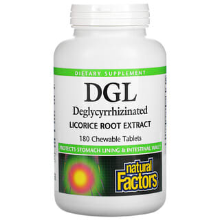 Natural Factors, DGL, деглицирризированный экстракт корня солодки, 180 жевательных таблеток