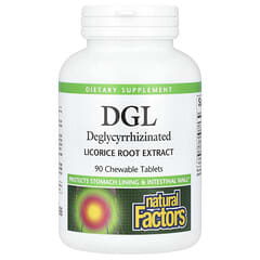 Natural Factors, DGL, Deglycyrrhizinated Licorice Root Extract, 90 Chewable Tablets