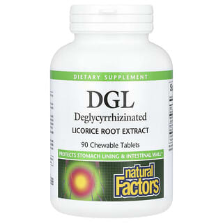 Natural Factors, DGL, Extracto de raíz de regaliz desglicirrizado, 90 comprimidos masticables