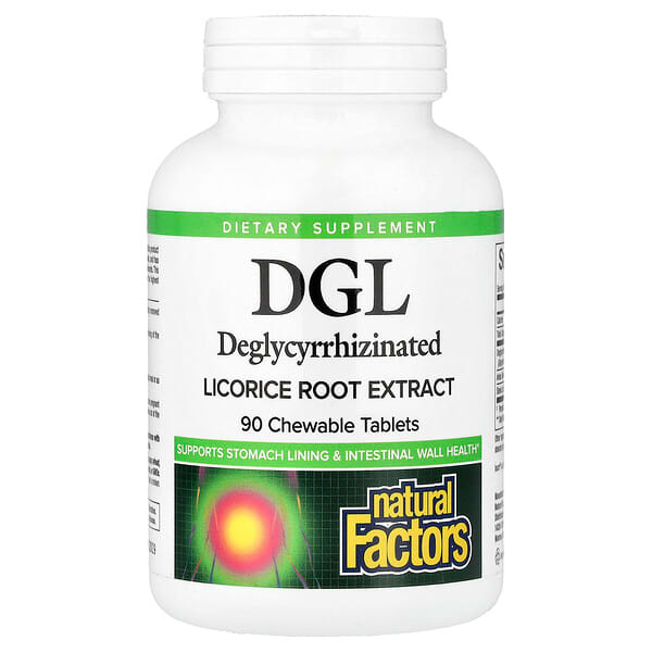 Natural Factors, DGL, Extracto de raíz de regaliz desglicirrizado, 90 comprimidos masticables