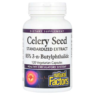 Natural Factors, Extracto de semilla de apio estandarizado, 120 cápsulas vegetales