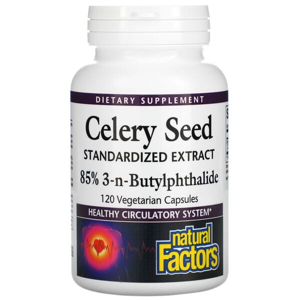 Natural Factors, Celery Seed, Standardized Extract, 120 Vegetarian Capsules